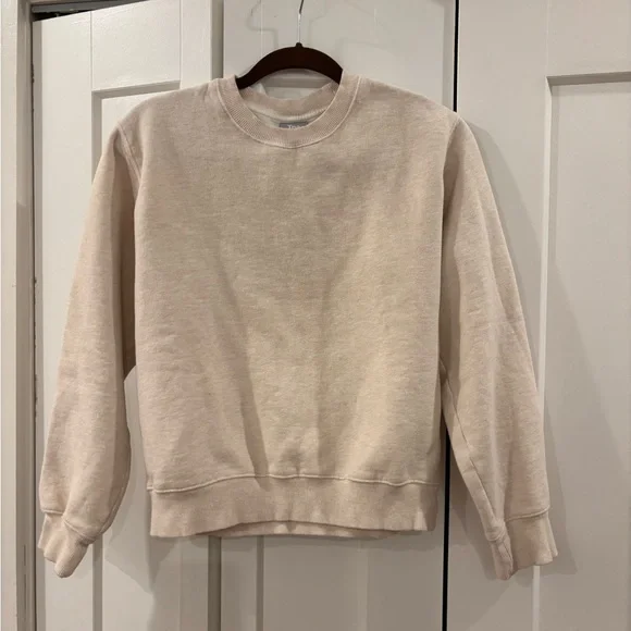 TNA Womens Cozy Fleece Beige Crewneck Sweater Size Small - Picture 3 of 6